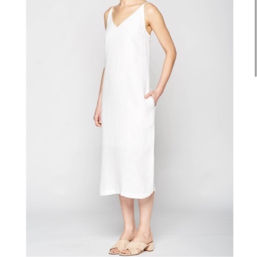 Brochu Walker Vittoria Cami Linen Midi Dress Strapless Cottage White Womens Sz M